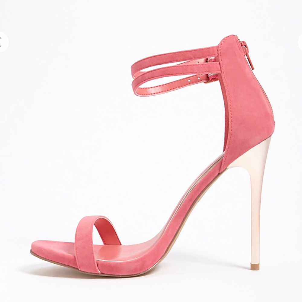 NIB Barbie pink stiletto suede sandals translucent high heels